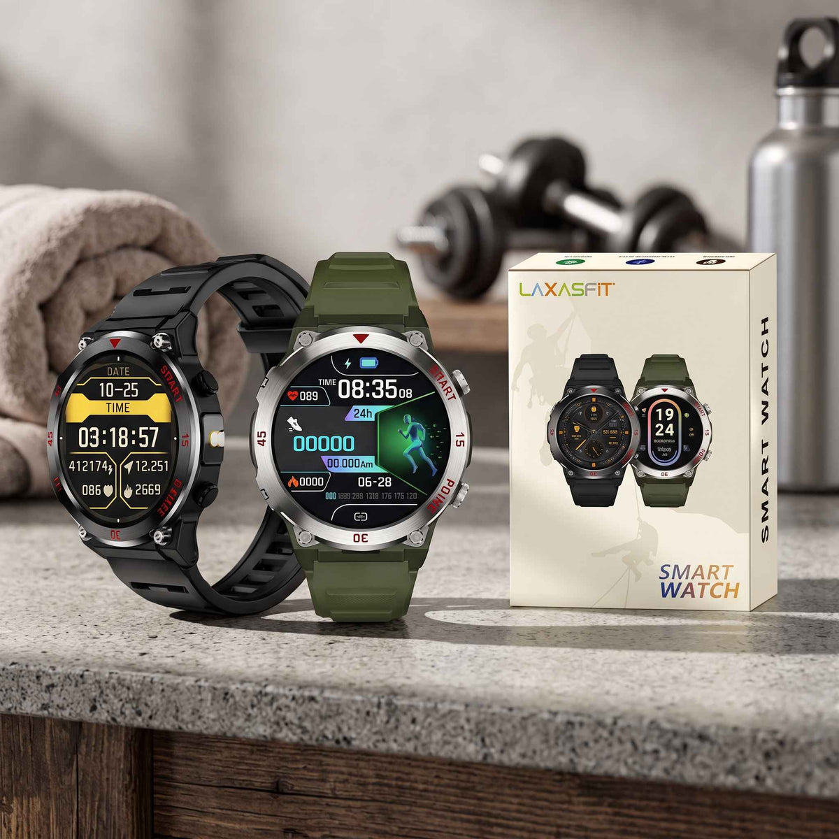 LAXASFIT Rugged Smart Watch for Men – Sports & Fitness Edition