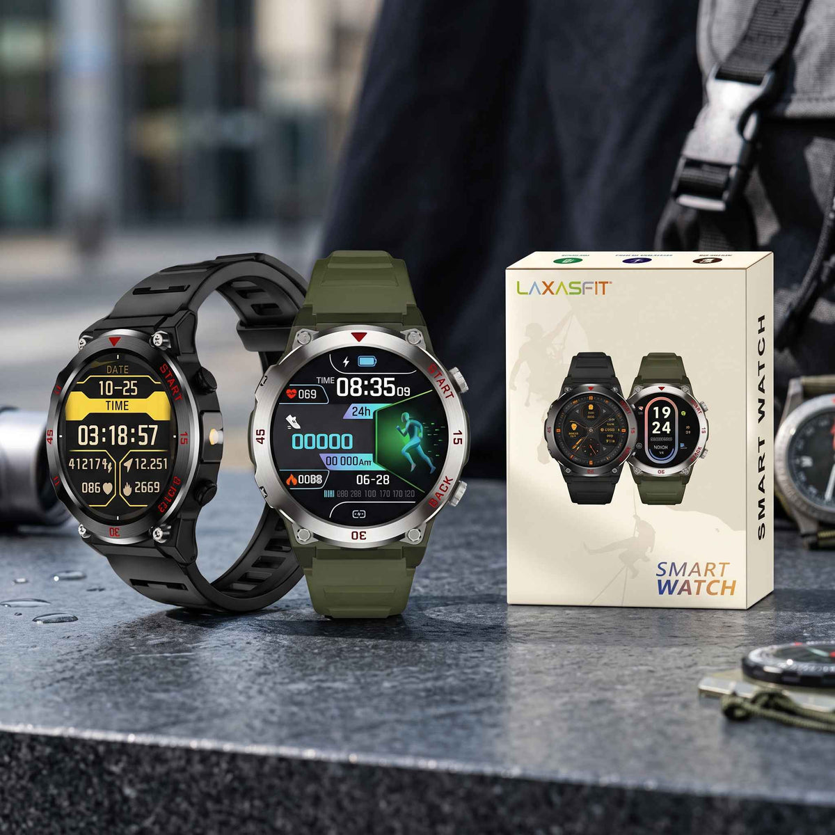 LAXASFIT Rugged Smart Watch for Men – Sports & Fitness Edition