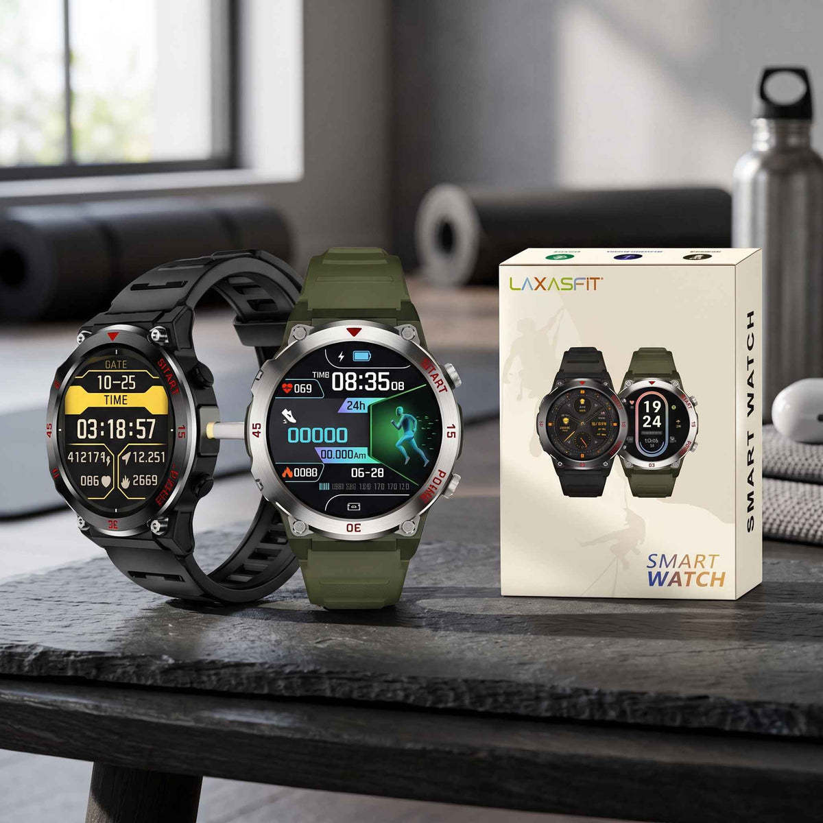 LAXASFIT Rugged Smart Watch for Men – Sports & Fitness Edition