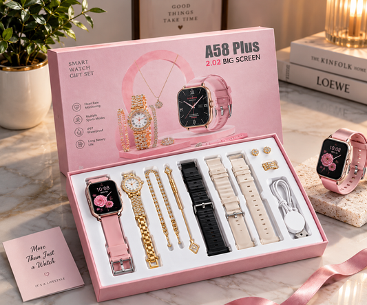 A58 Plus Luxury Smart Watch Gift Set for Women – 2.02" HD Display